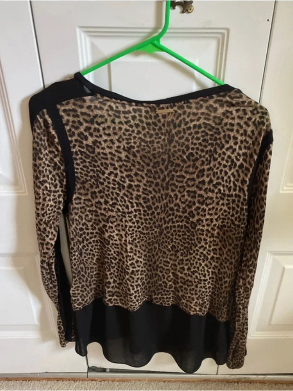 Michael Kors Leopard-Print Long Sleeve Top - Brown and Black